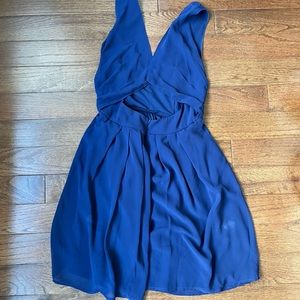 NAVY KNEE LENGTH OPEN BACK WEDDING GUEST COCKTAIL DRESS